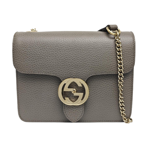 Interlocking G Small Calfskin Gray