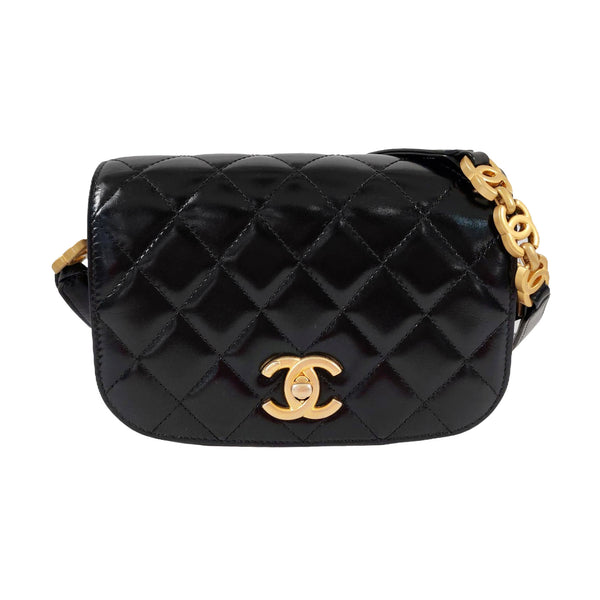 Mini Quilted Waxed Cafskin Black