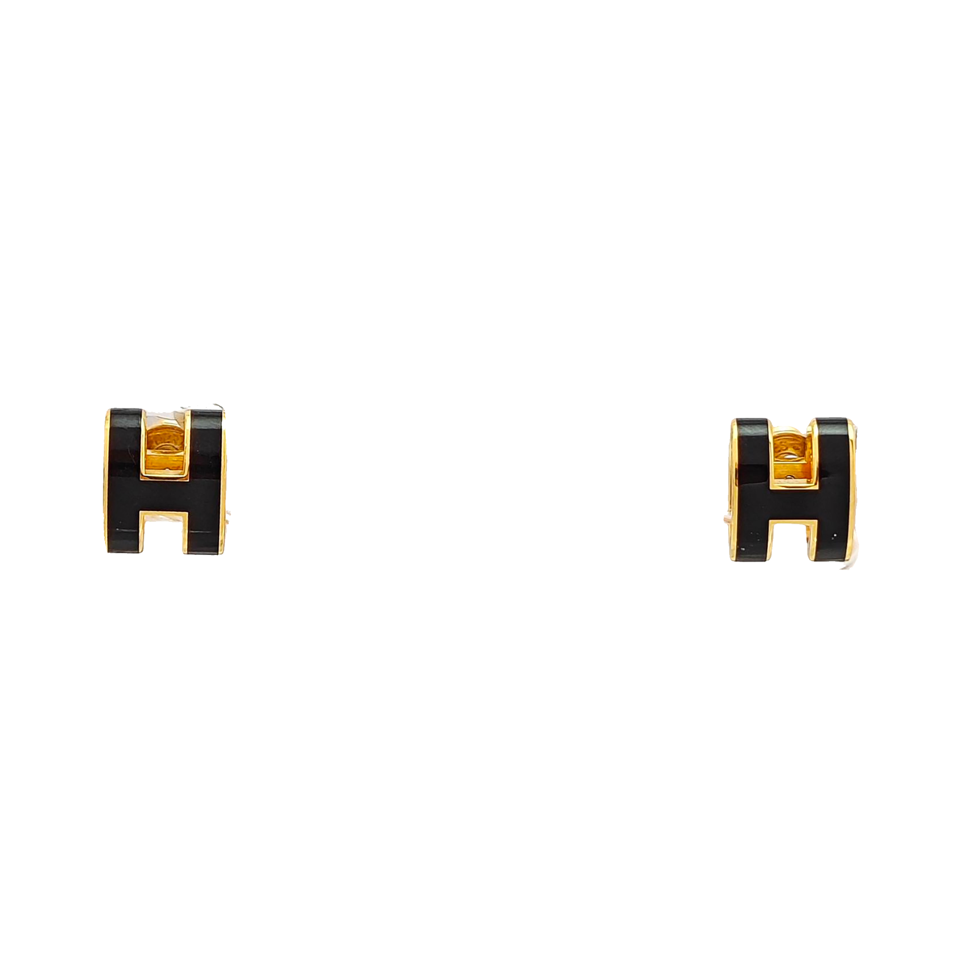 Pop H Metal Black Stud Earrings