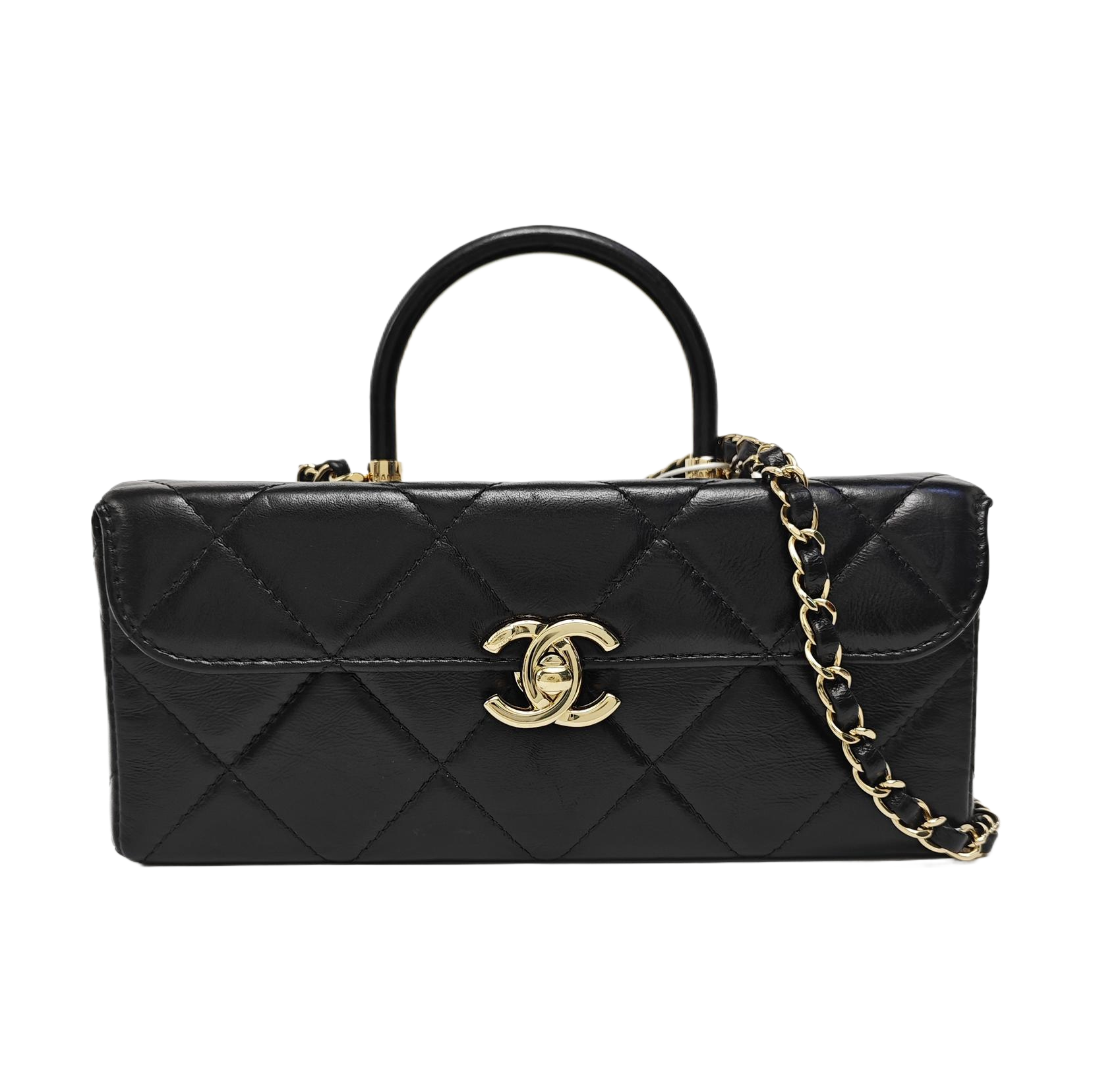 Quilted Calfskin Shoulder Bag Black