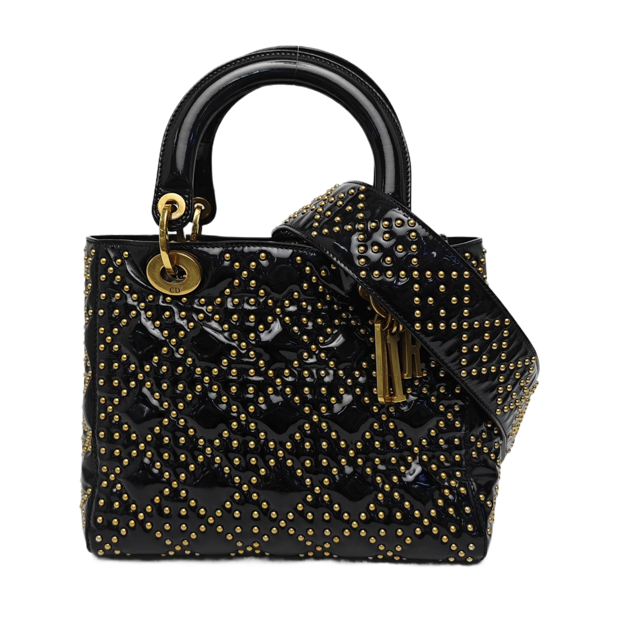 Lady Dior Medium Quilted Patent Leather Black