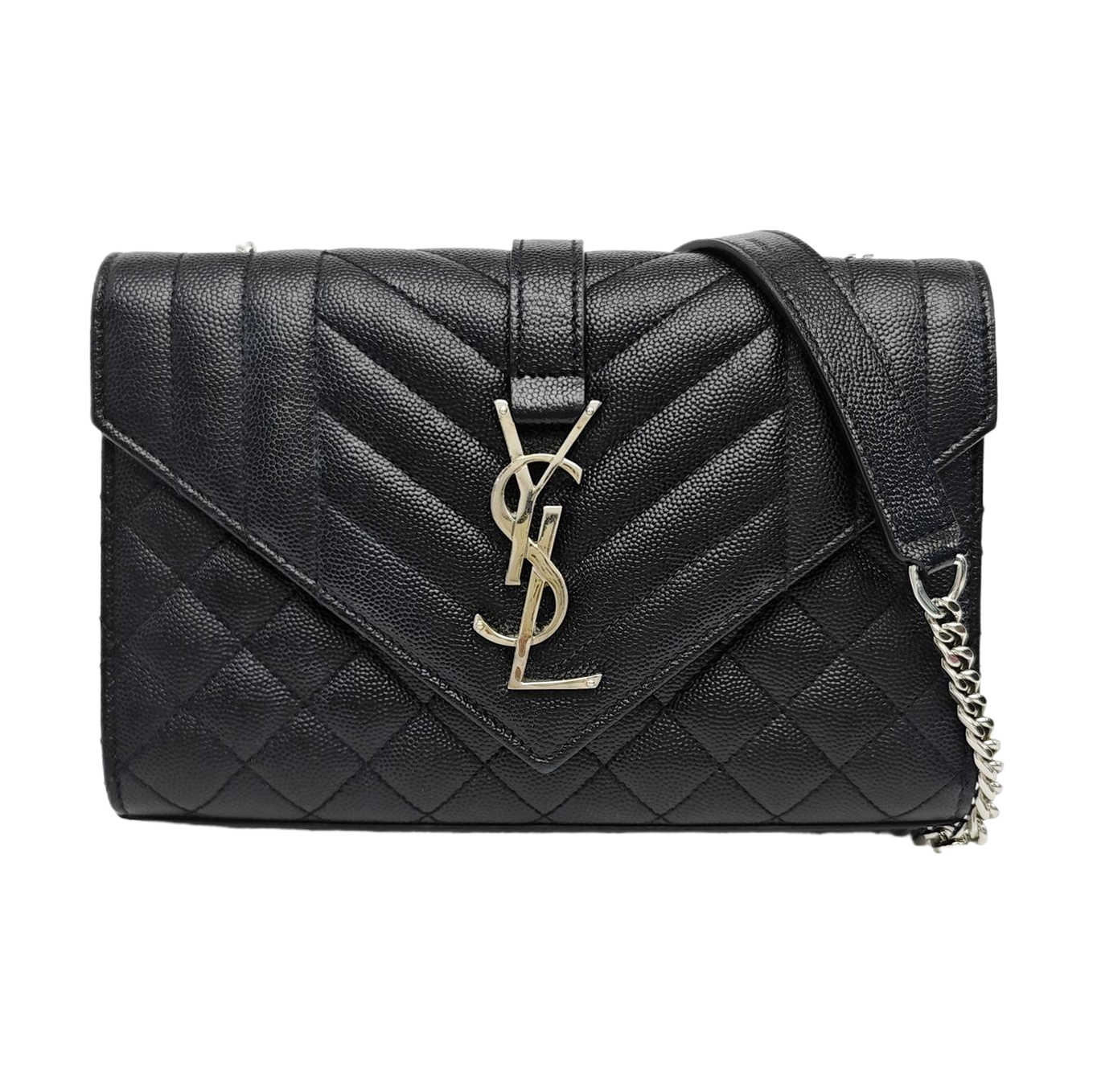 ENVELOPE Small Chevron Calfskin Black