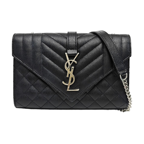 ENVELOPE Small Chevron Calfskin Black