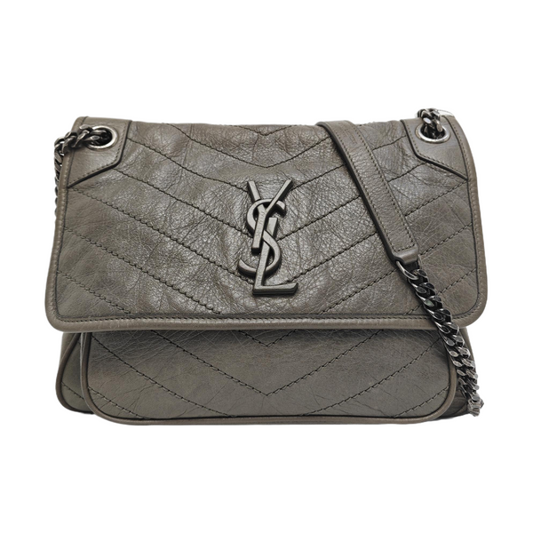 NIKI Medium Chevron Calfskin Green