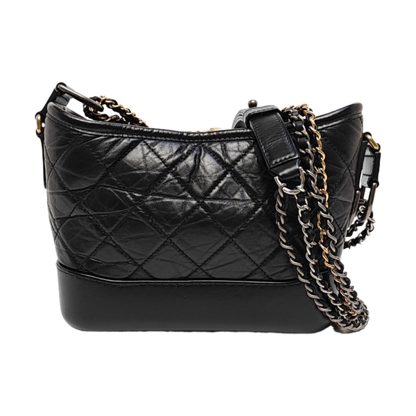 GABRIELLE Small Quilted Vintage Calf Black