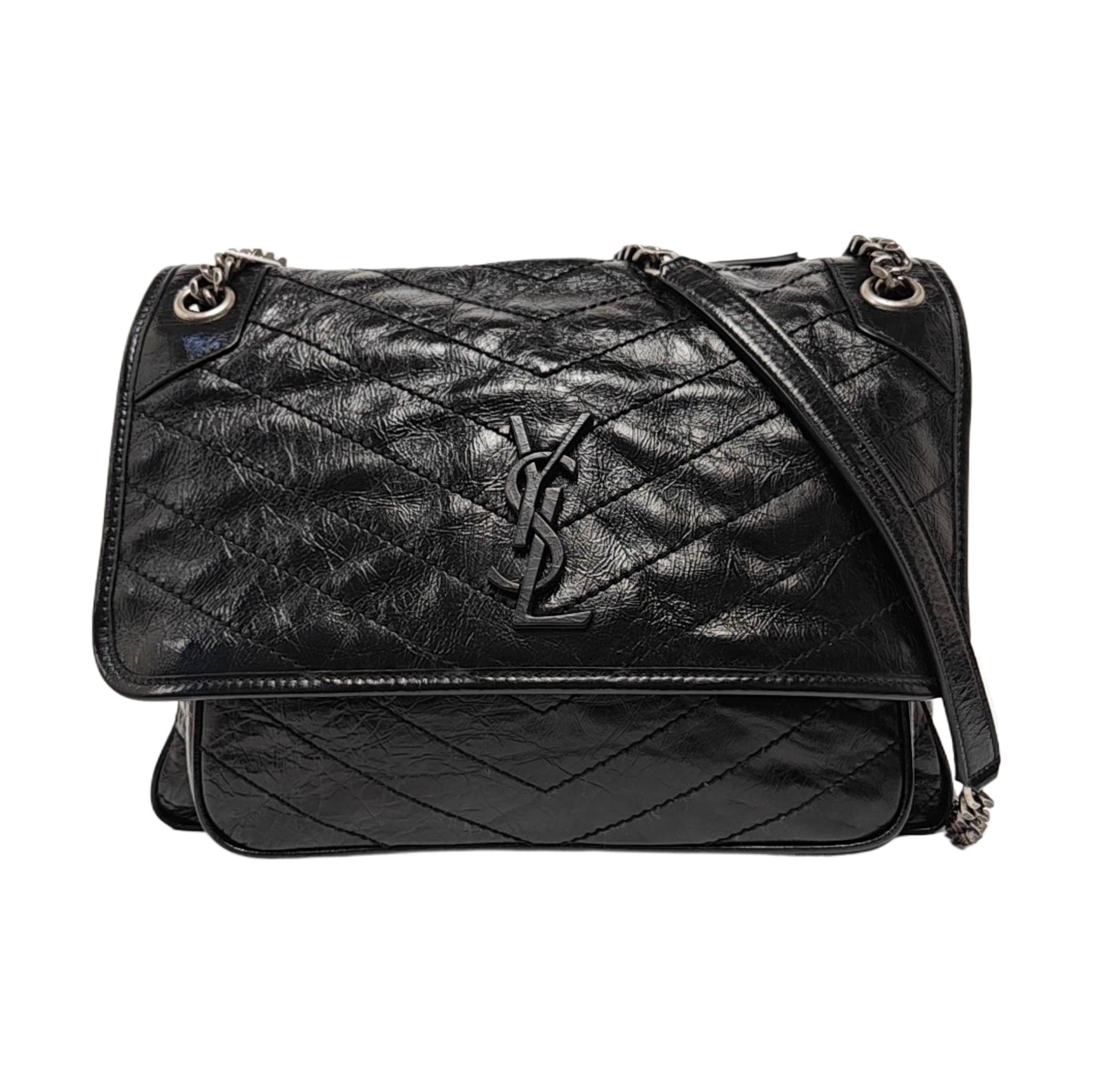 NIKI Large Chevron Calfskin Black