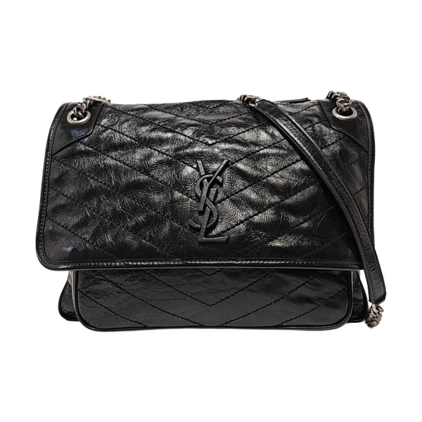 NIKI Large Chevron Calfskin Black