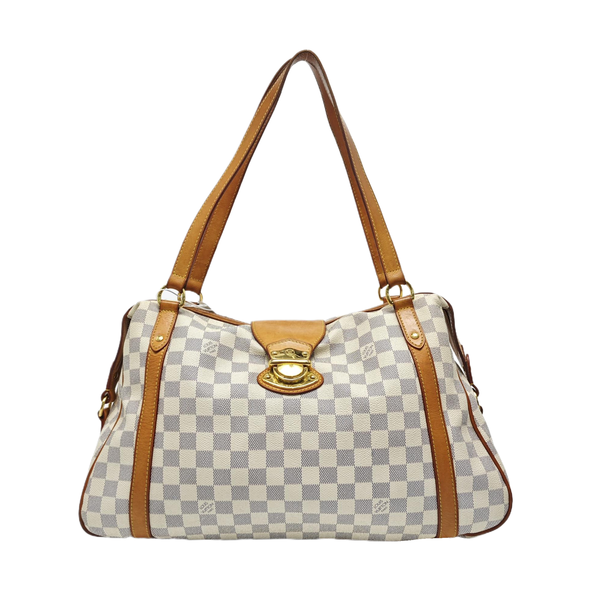 STRESA Damier Azur Coated Canvas White
