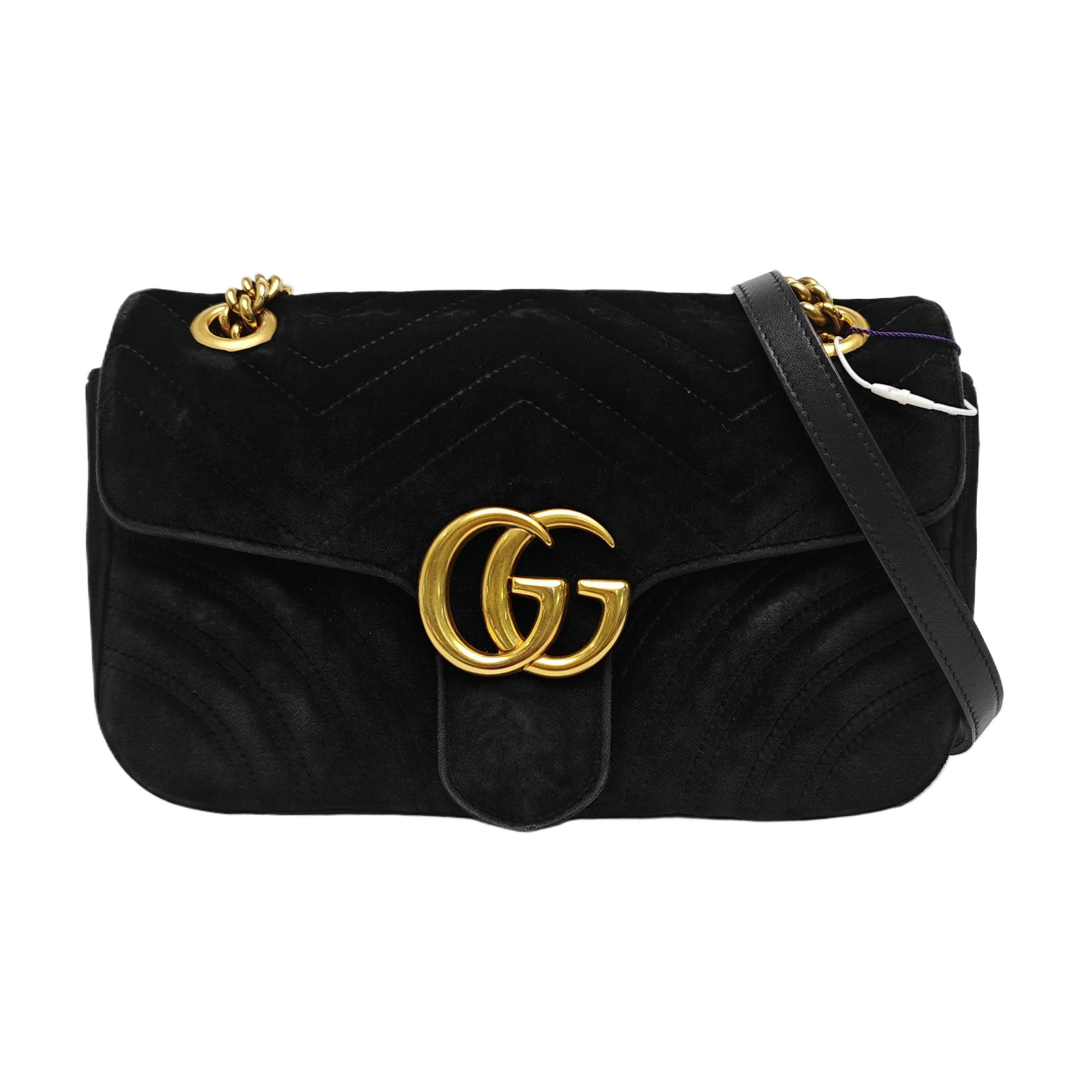 GG Marmont Medium Quilted Velvet Black