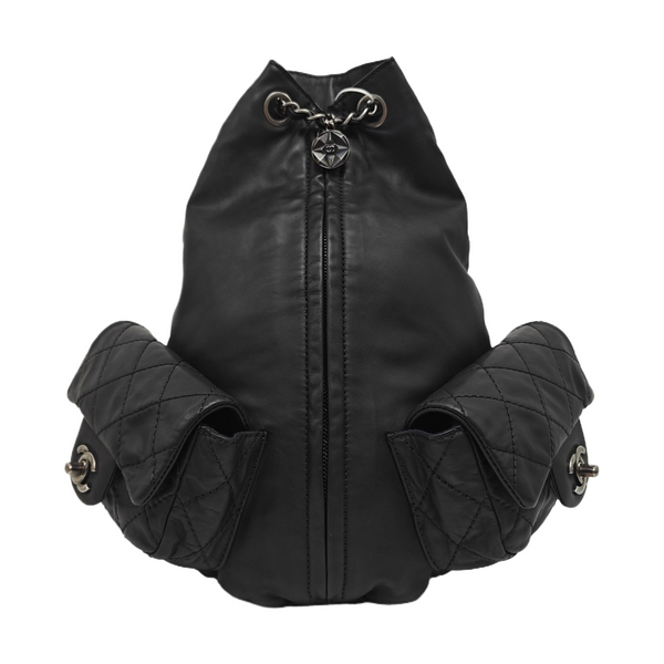 Quilted Calfskin Backpack Black