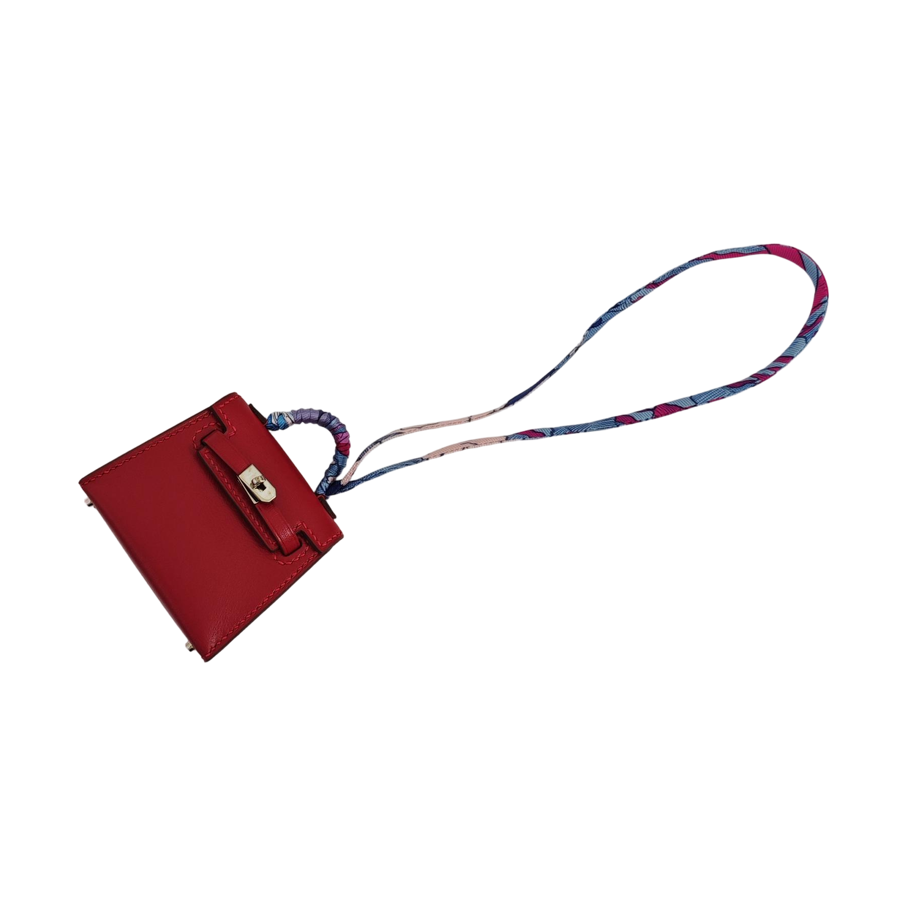 Leather Bag Charm Red