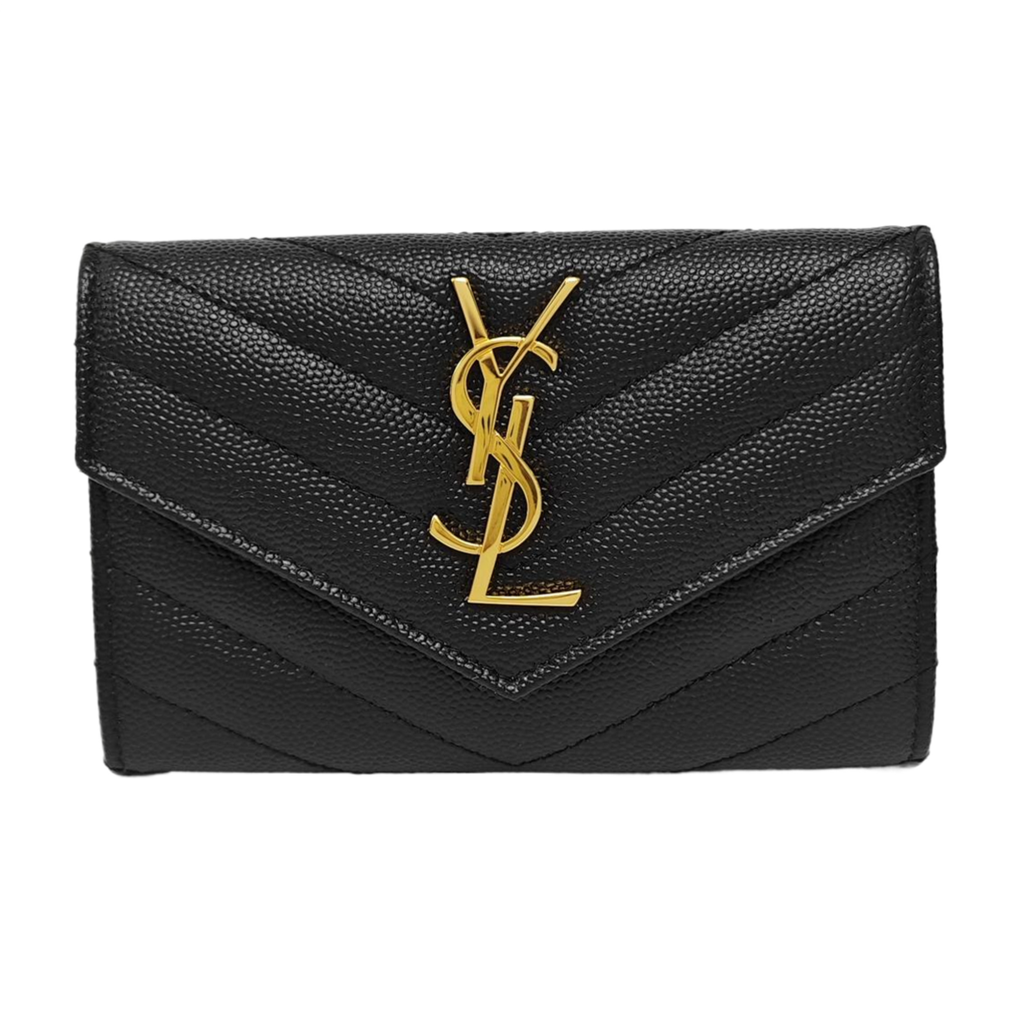 MONOGRAM Small Chevron Calfskin Black Card Holder