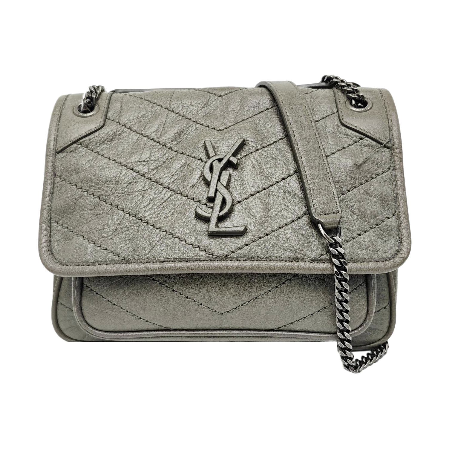 NIKI Small Chevron Calfskin Green