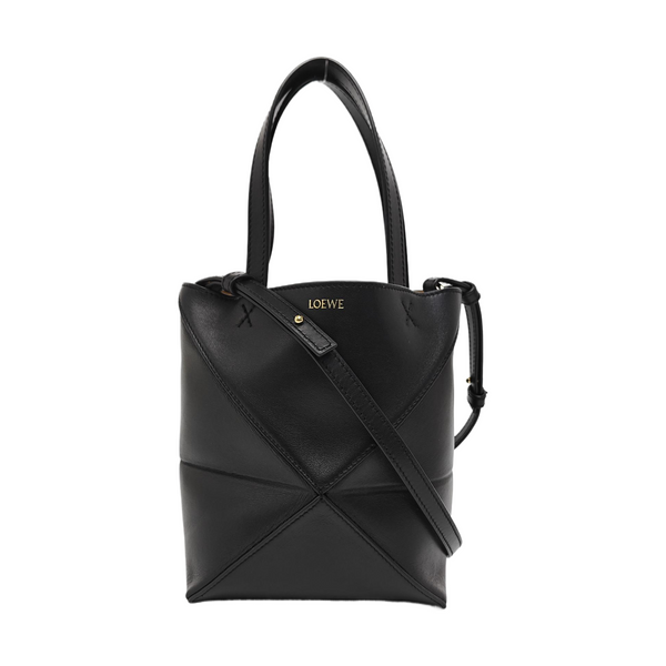 Puzzle Fold Mini Quilted Calfskin Black