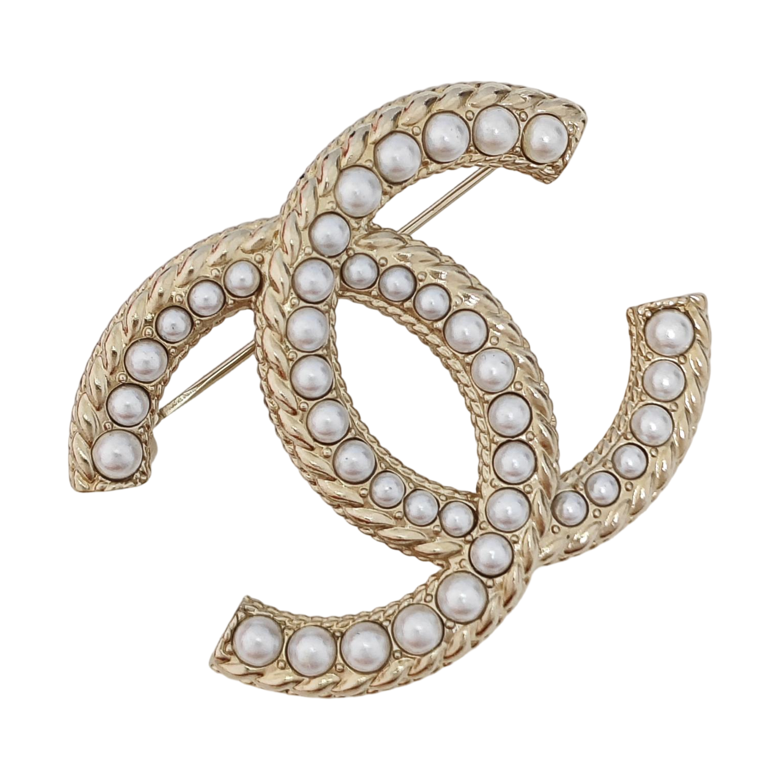 CC Logo Metal Gold Brooch
