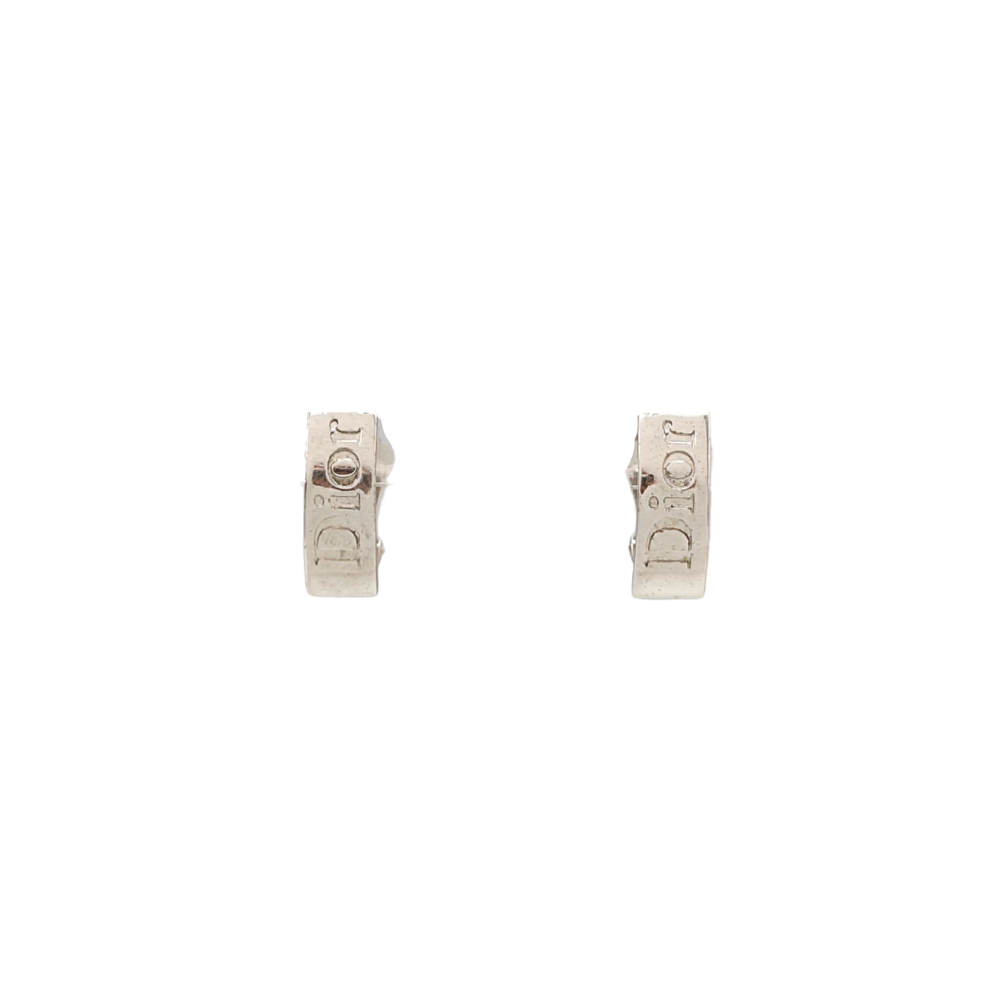 Dog Tag Metal Silver Clip On Earrings
