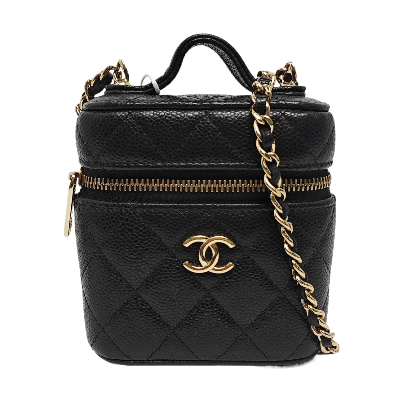 Authenticated pre-owned  VANITY CASE Quilted Grained Calfskin Black - Shoulder Bag at Looply