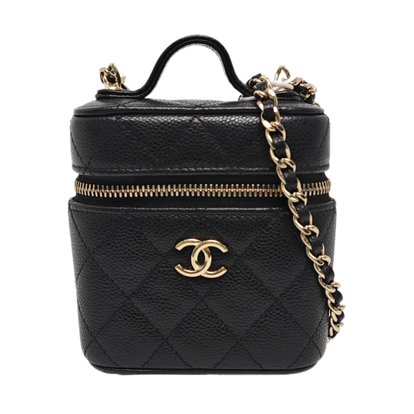 VANITY CASE Mini Quilted Grained Calfskin Black