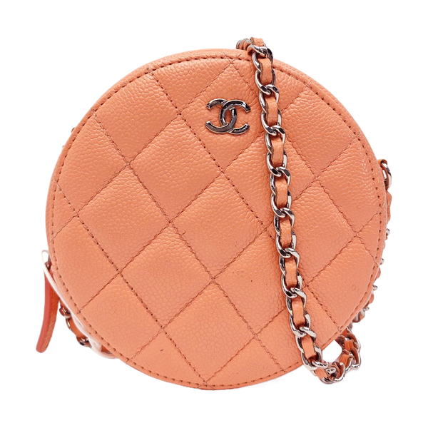 ROUND Quilted Grained Calfskin Pink