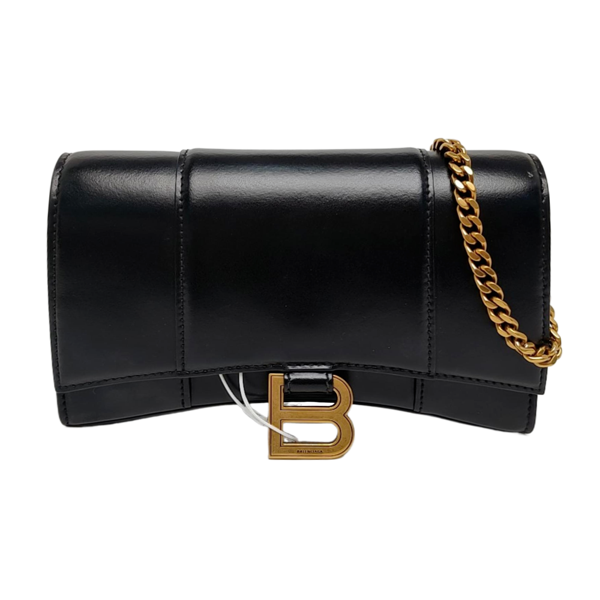 Hourglass Wallet On Chain Mini Calfskin Black