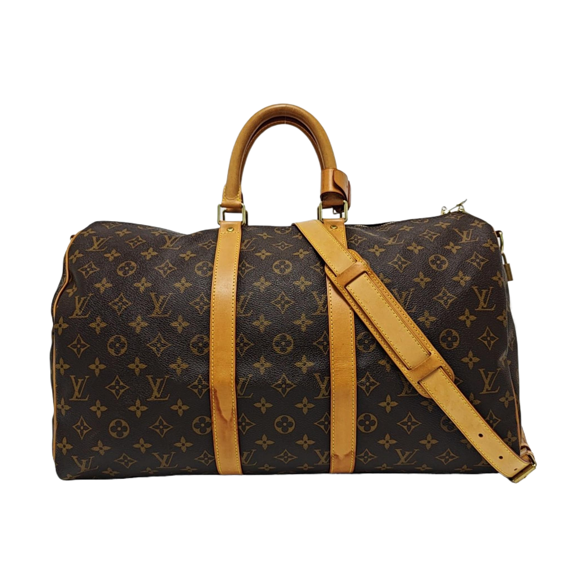 KEEPALL 45 Monogram Coated Canvas Brown