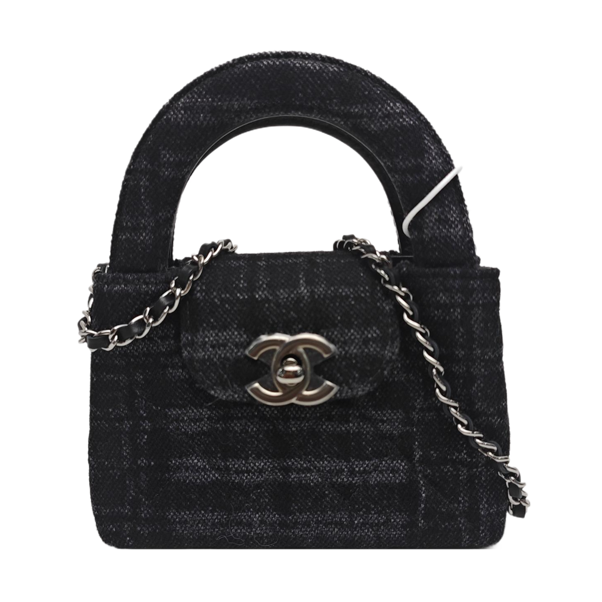 Quilted Fabric Crossbody Bag Black