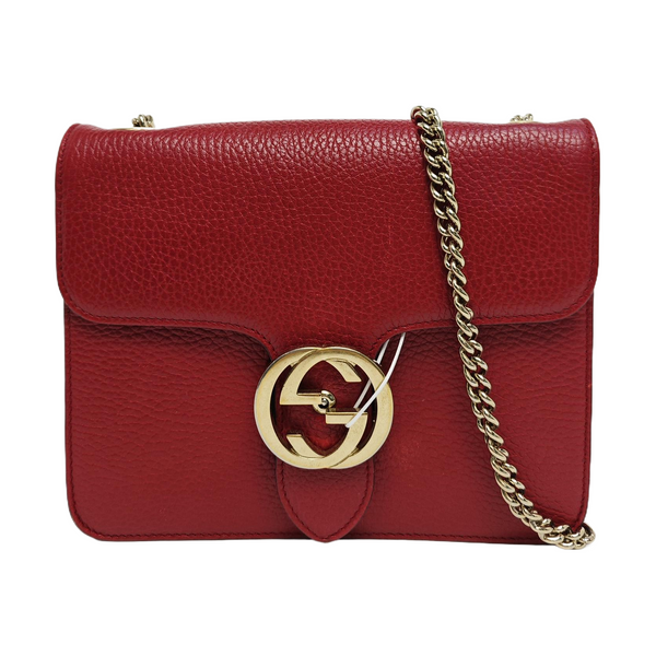 Interlocking G Small Calfskin Red
