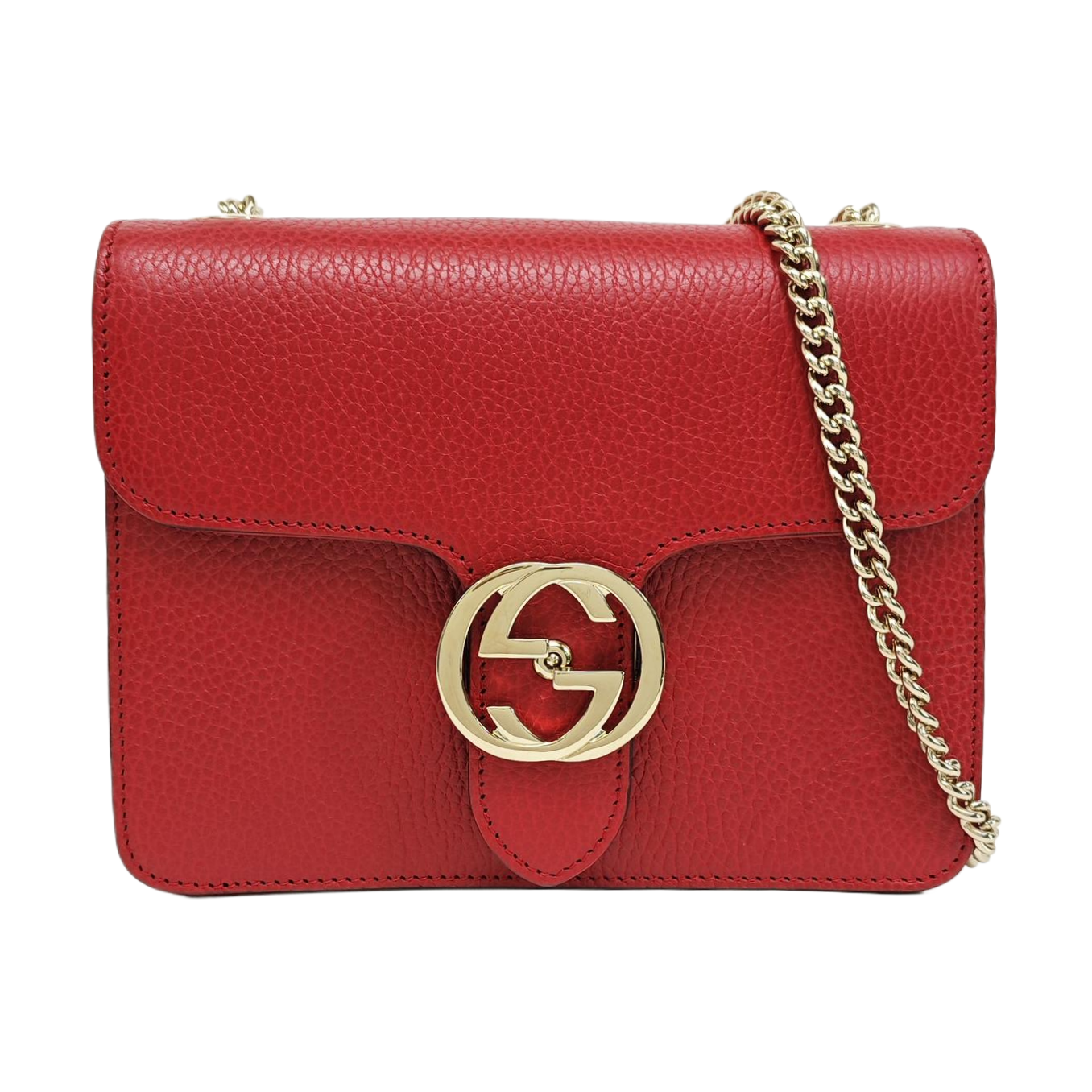 Interlocking G Small Calfskin Red