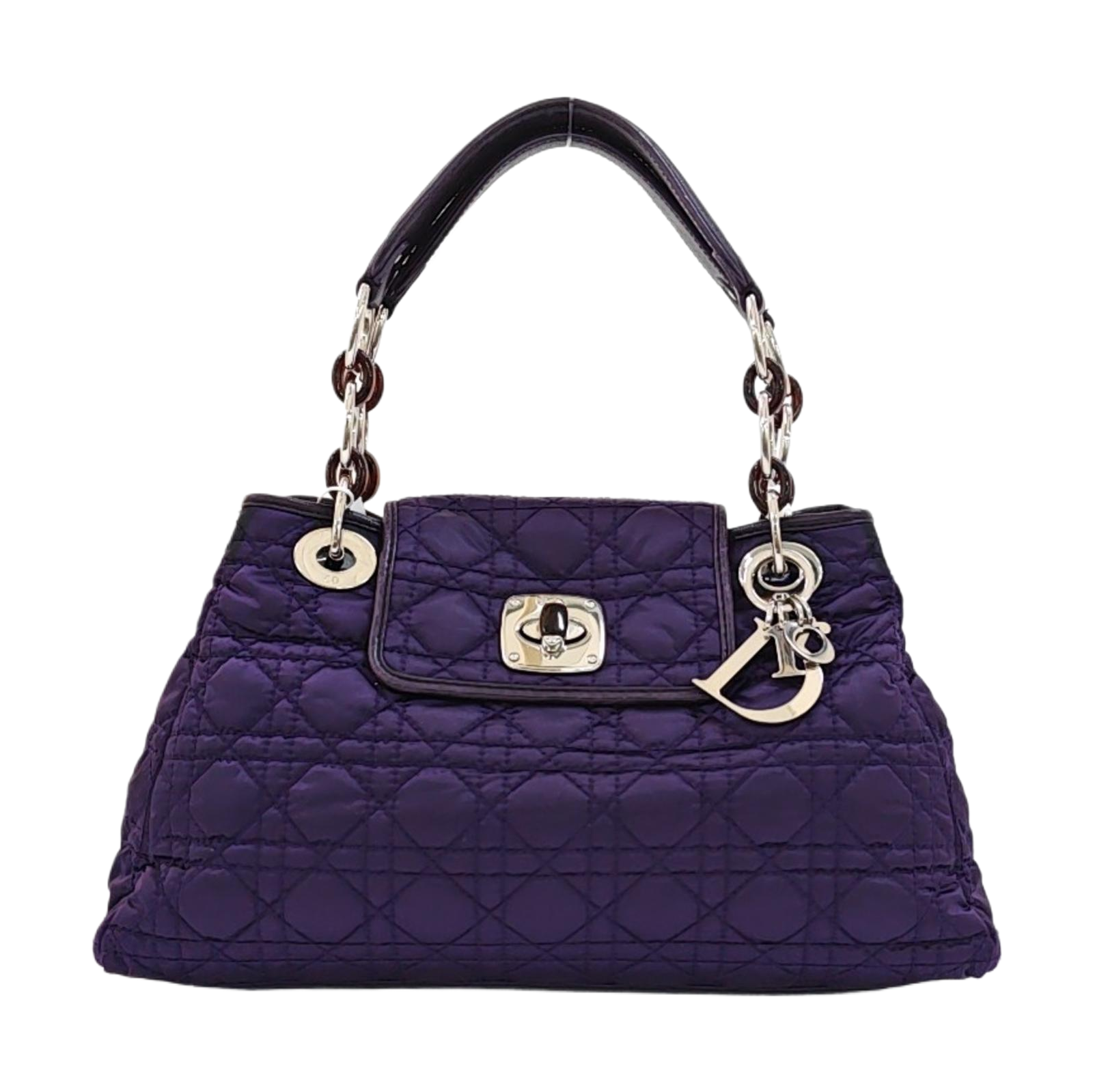 Cannage Silk Satin Tote Bag Purple