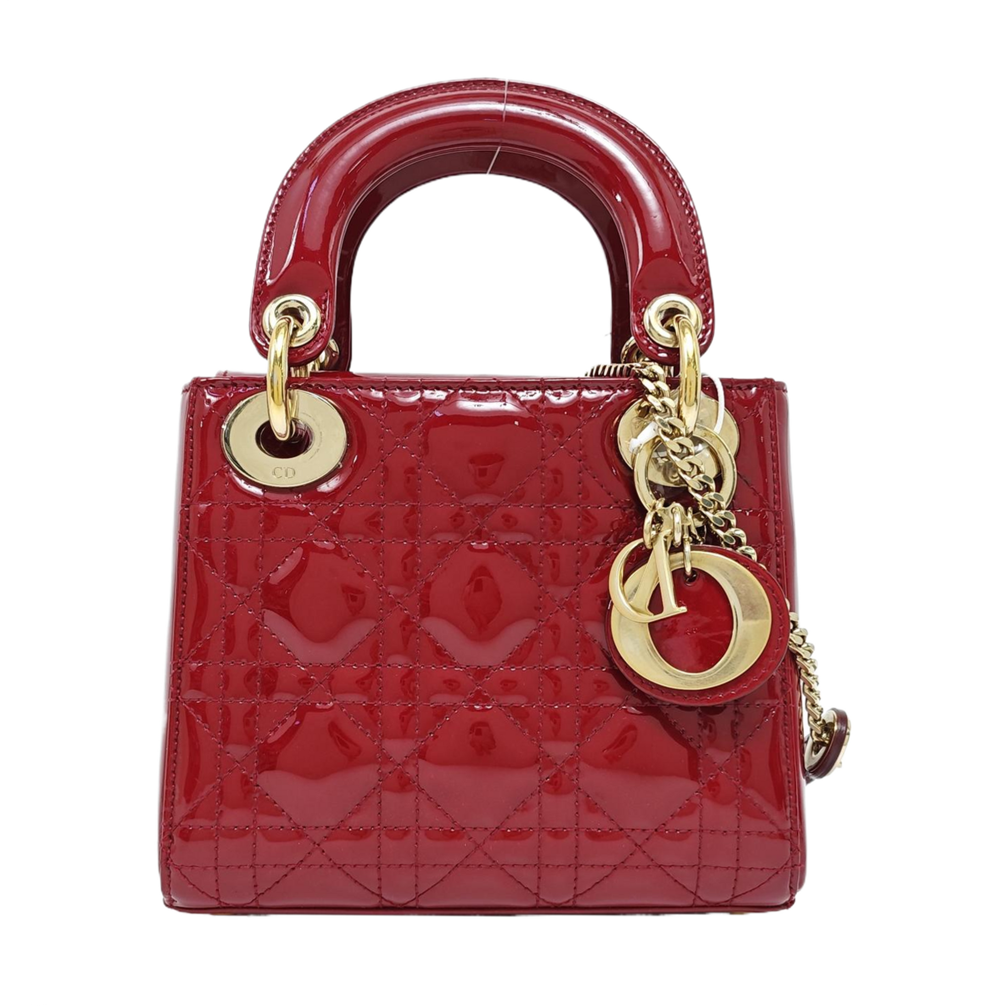 Lady Dior Mini Piel Charol Acolchada Roja