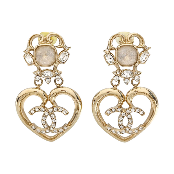 CC Logo Metal Gold Clip On Earrings