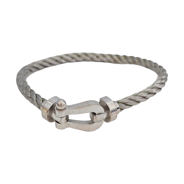 Force 10 18k White Gold Silver Bangle
