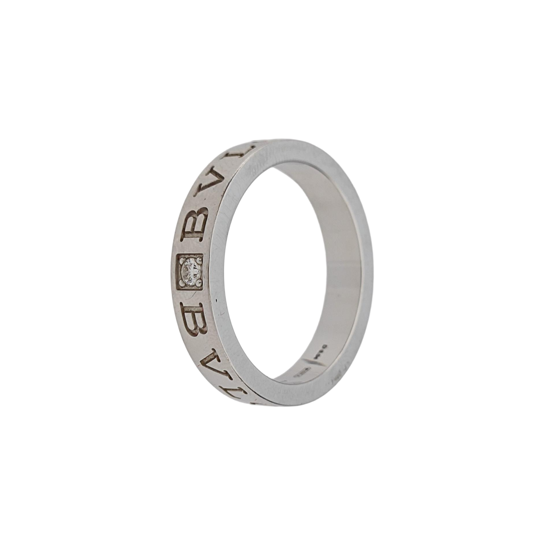 B.ZERO1 18k White Gold Silver Ring EU 57