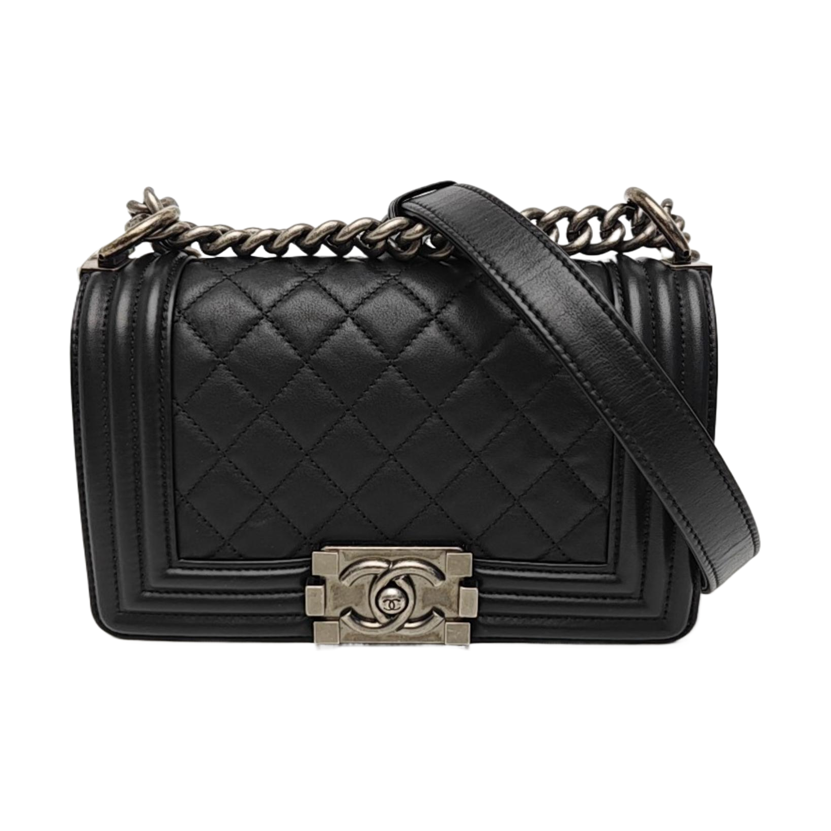 BOY CHANEL Small Quilted Calfskin Black