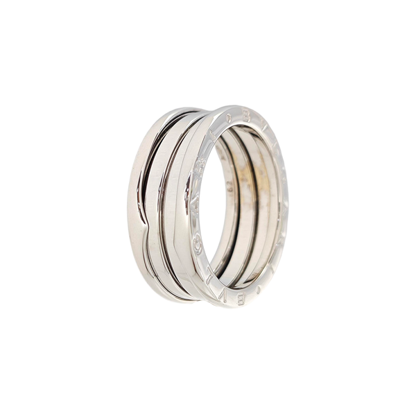 B.ZERO1 18k White Gold Silver Ring EU 62