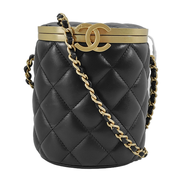 CROWN BOX VANITY Small Quilted Lambskin Black