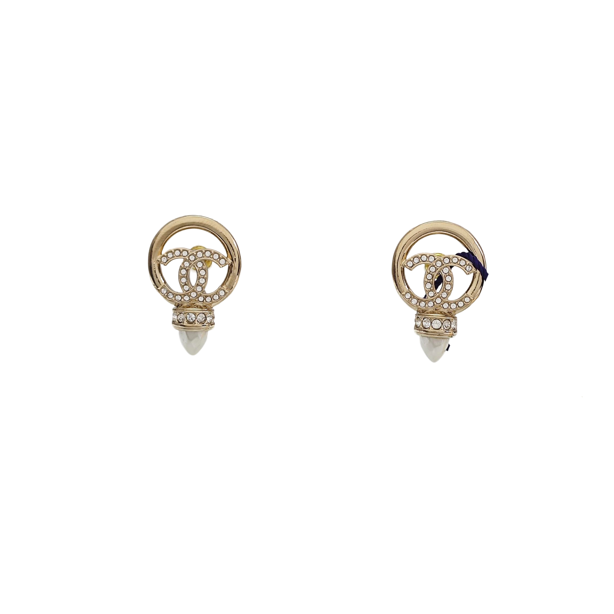 CC Logo Metal Gold Stud Earrings