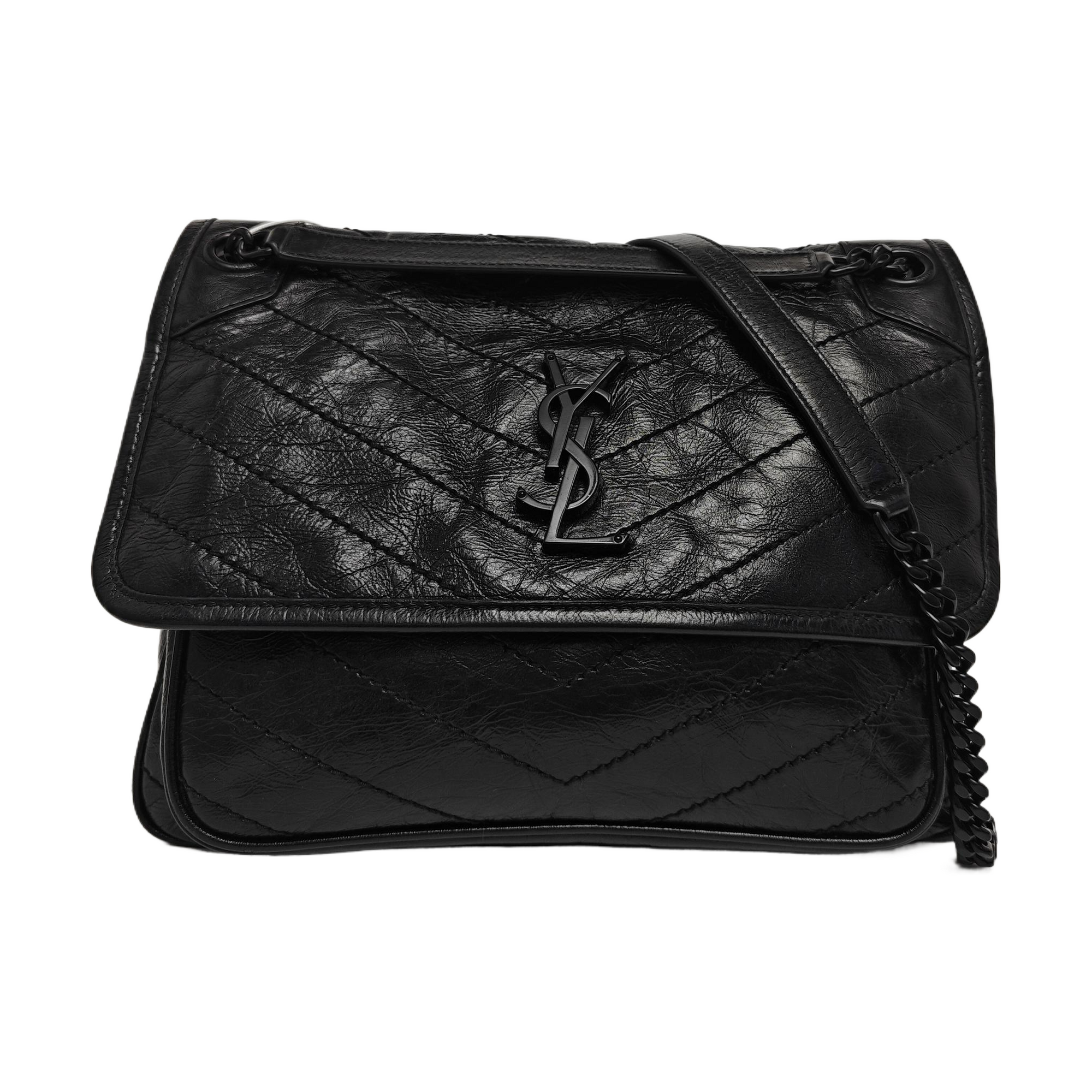 NIKI Medium Chevron Calfskin Black