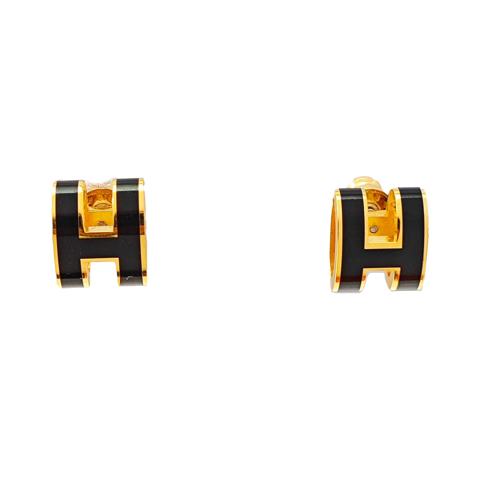 Pop H Metal Black Stud Earrings