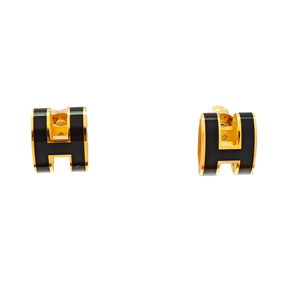 Pop H Metal Black Stud Earrings