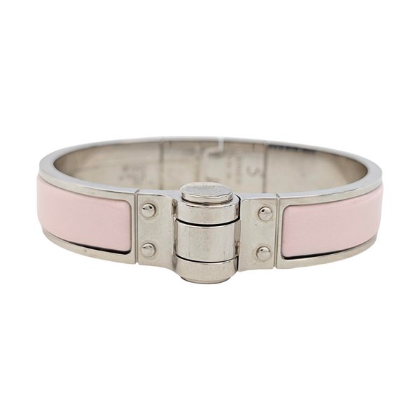 Enamel Hinged Bracelet Metal Silver Bangle