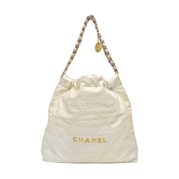 CHANEL 22 Medium Quilted Calfskin White