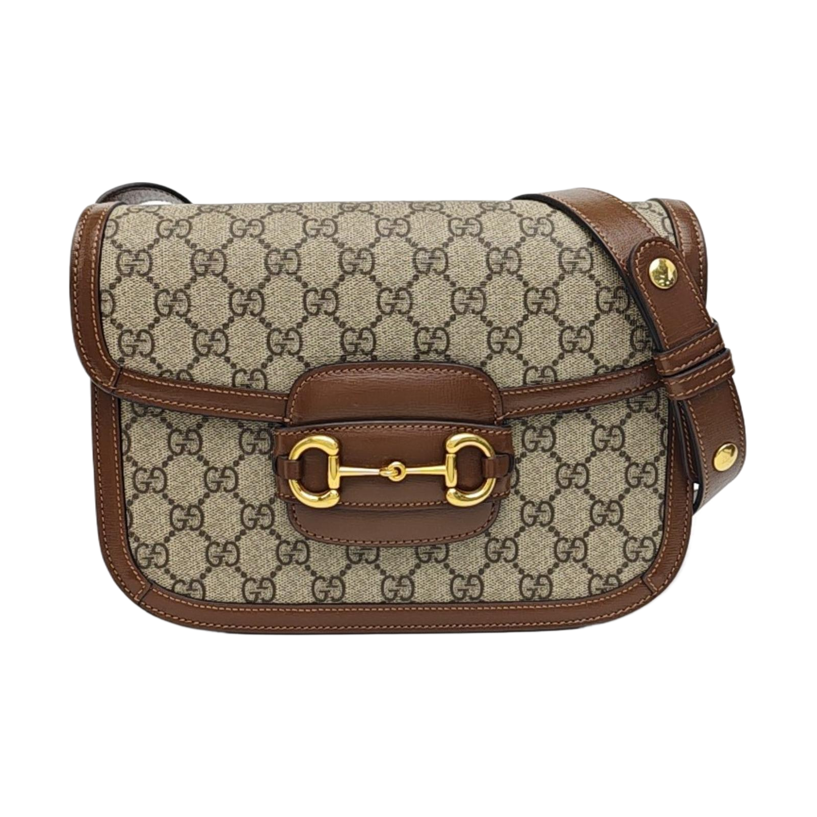 Horsebit 1955 Medium Monogram Coated Canvas Beige