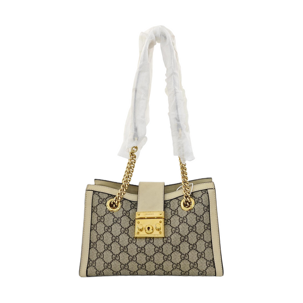 Padlock Small Monogram Coated Canvas Beige