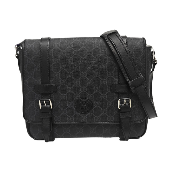 Monogram Coated Canvas Shoulder Bag Black