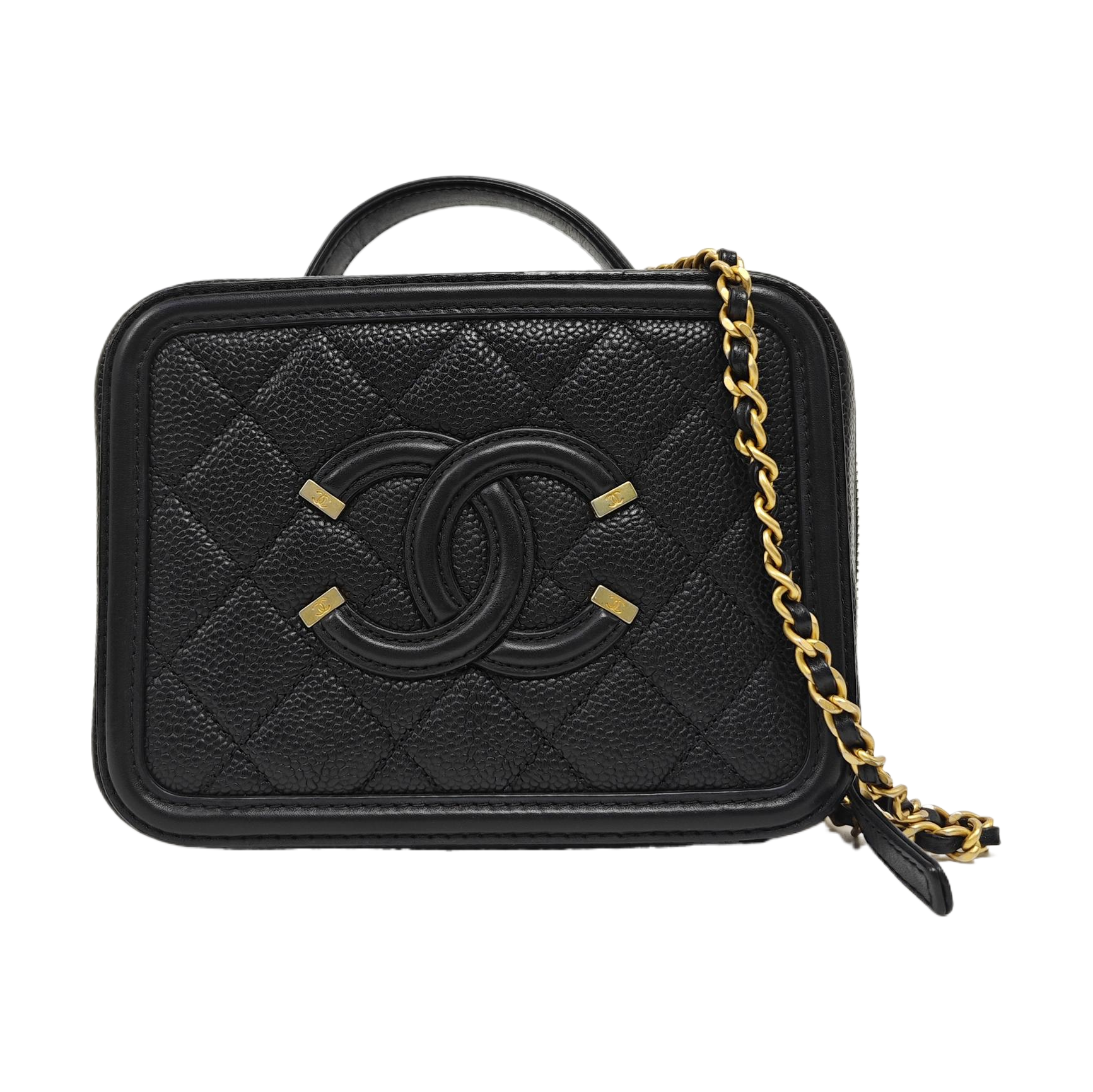 FILIGREE Small Quilted Grained Calfskin Black