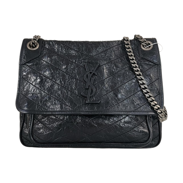 NIKI Medium Chevron Calfskin Black