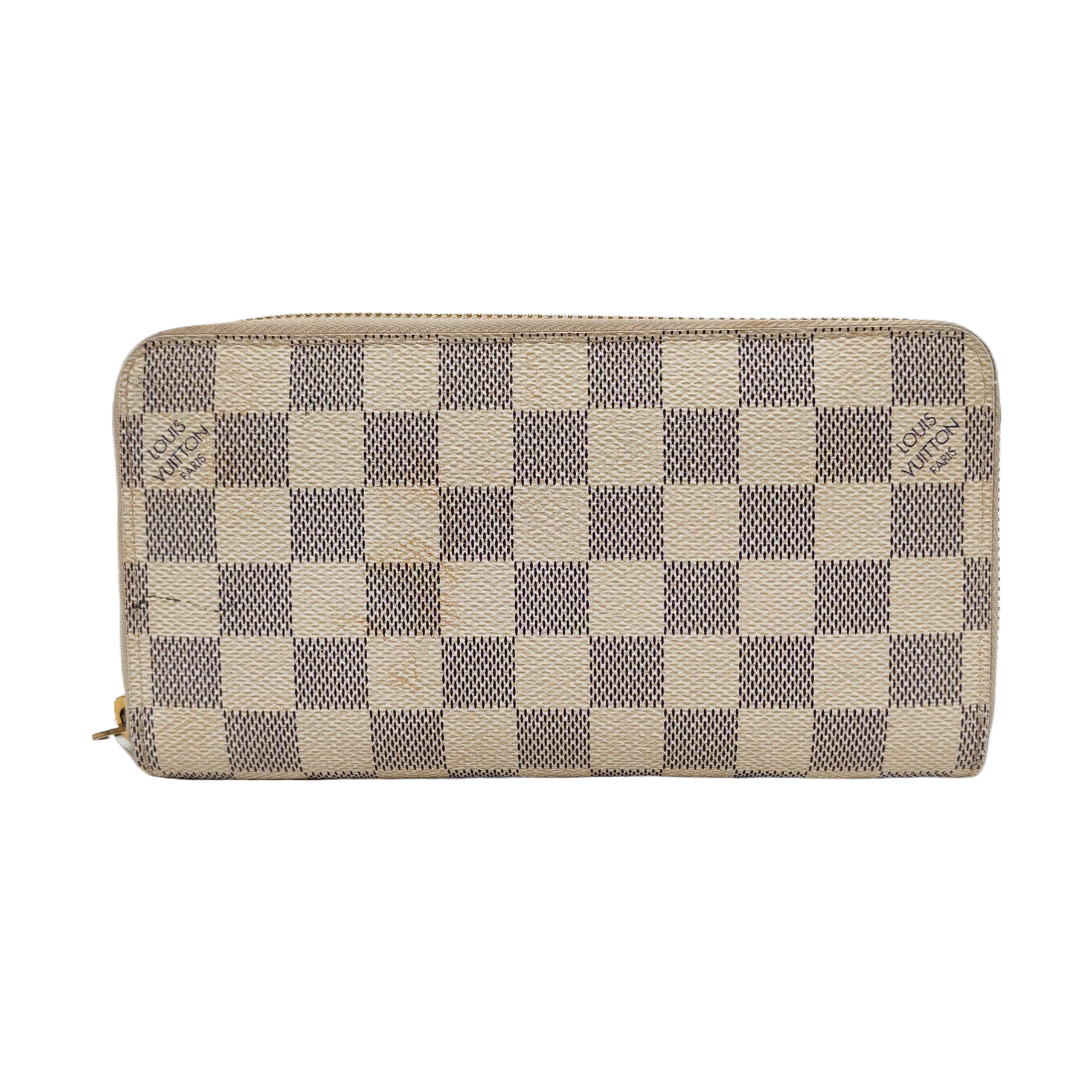 ZIPPY Damier Azur Coated Canvas White Wallet