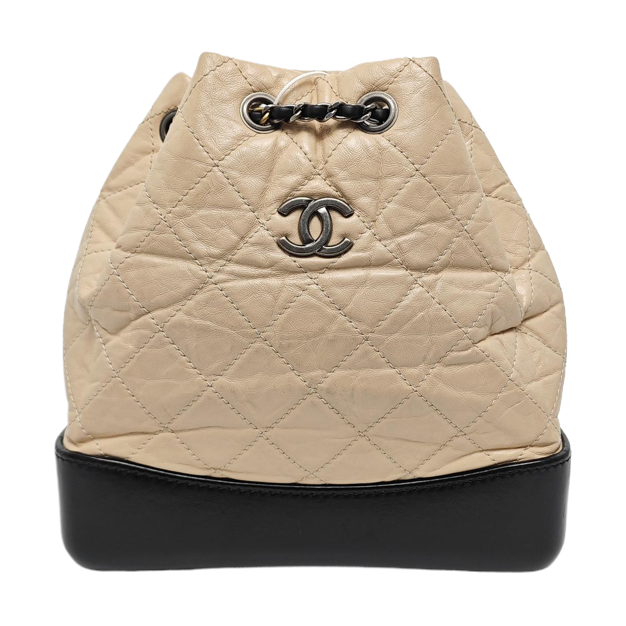 GABRIELLE Small Quilted Calfskin Beige