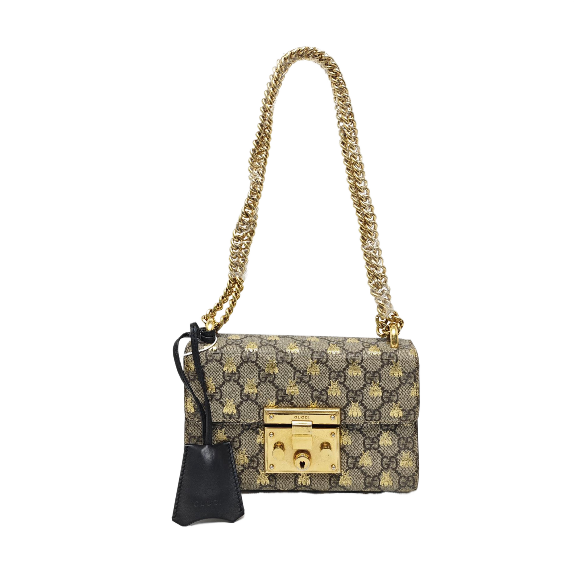 Padlock Small Monogram Coated Canvas Beige